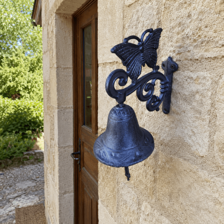 Cloche de porte-jardin-portail motif papillon en fonte