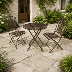 Salon de jardin bistrot 2 places avec table et chaises pliantes