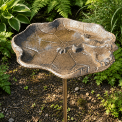 Détail de la vasque fleur en fonte pour petits oiseaux