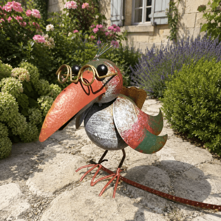 Corbeau décoratif en métal avec lunettes