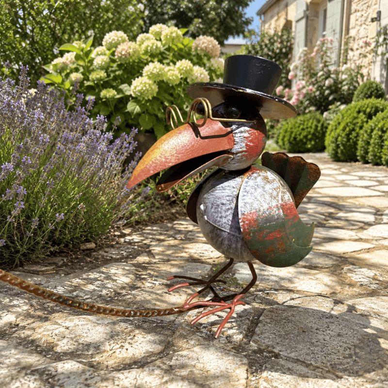 Balancier de jardin avec deux corbeaux décoratifs