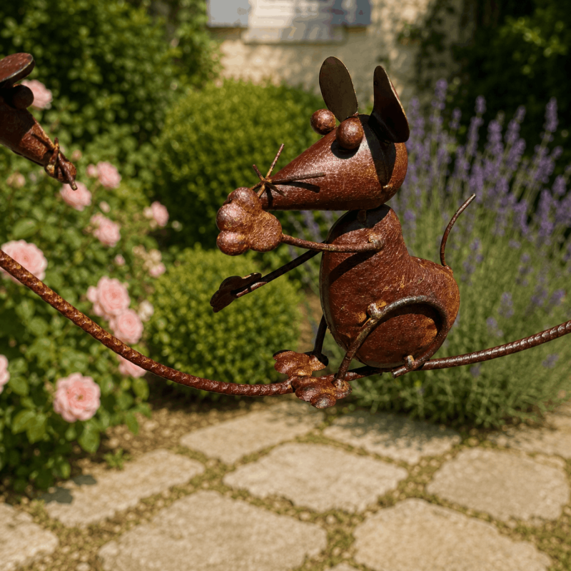 Grande souris décorative en métal