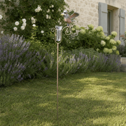 Pluviomètre décoratif corbeau aviateur à piquer H 140 cm