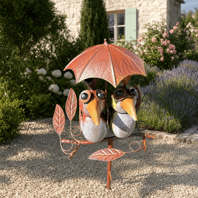 pluviomètre décoratif oiseaux à piquer H 135 cm