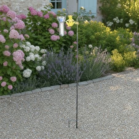 Pluviomètre grenouille décoratif à piquer H 121 cm