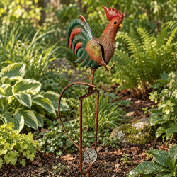 Mobile de jardin coq à piquer avec balancier à vent