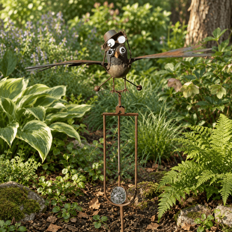 Mobile de jardin chouette avec lunettes aviateur et ailes mobiles