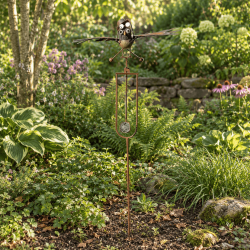 Mobile de jardin chouette aviateur à balancier H 138 cm