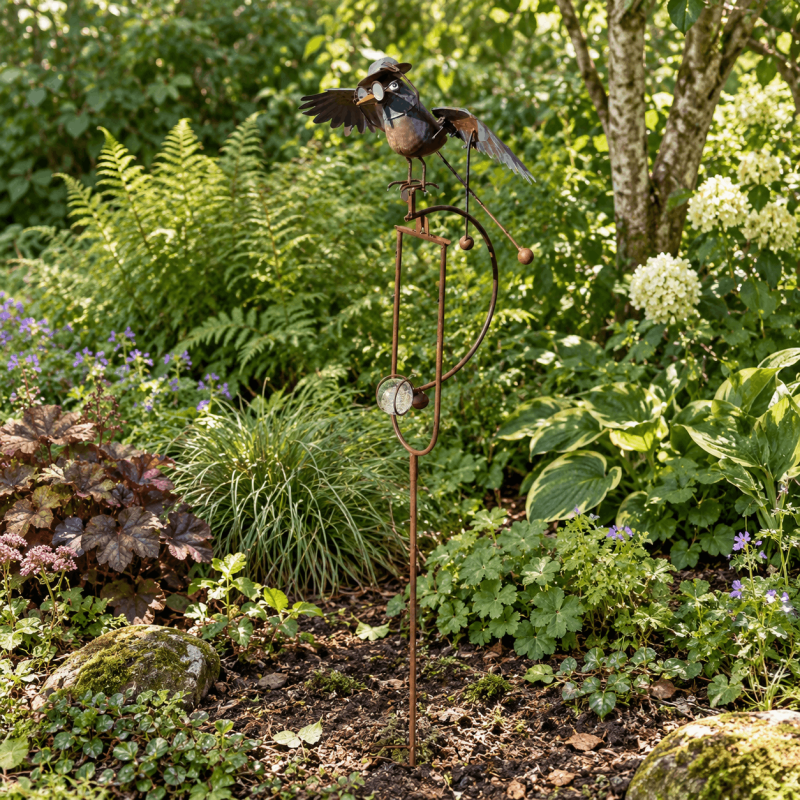 Mobile de jardin oiseau aviateur à balancier H 135 cm