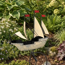 Voilier en métal patiné pour mobile de jardin à vent