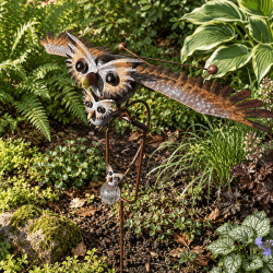 Mobile de jardin chouette à ailes articulées animé par le vent
