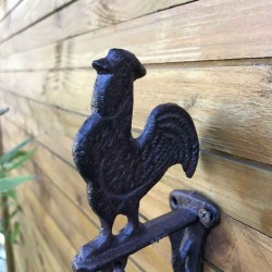 Cloche de porte-jardin-portail motif coq en fonte