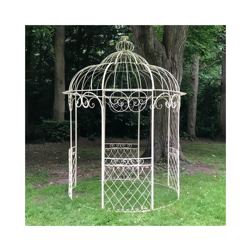 Gloriette kiosque pergolas belvédère de jardin fer vanille vue entière 