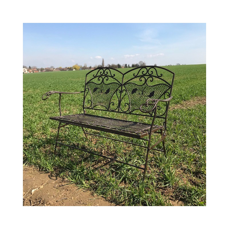 Banc fer forgé pliable marron