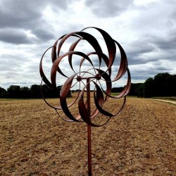 Éolienne décorative de jardin en fer cuivrée brossée modèle CHINON