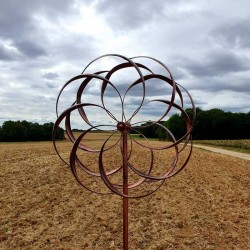 Éolienne décorative de jardin en fer cuivrée brossée modèle CHINON