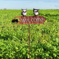 Pic, tuteur décoratif de jardin welcome chouette