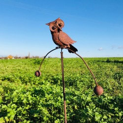 Pic décoratif de jardin, balancier en fer chouette