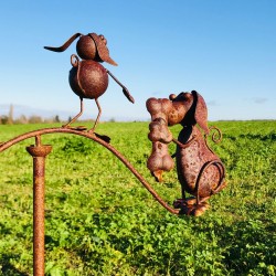 Pic décoratif de jardin, balancier en fer motifs chiens