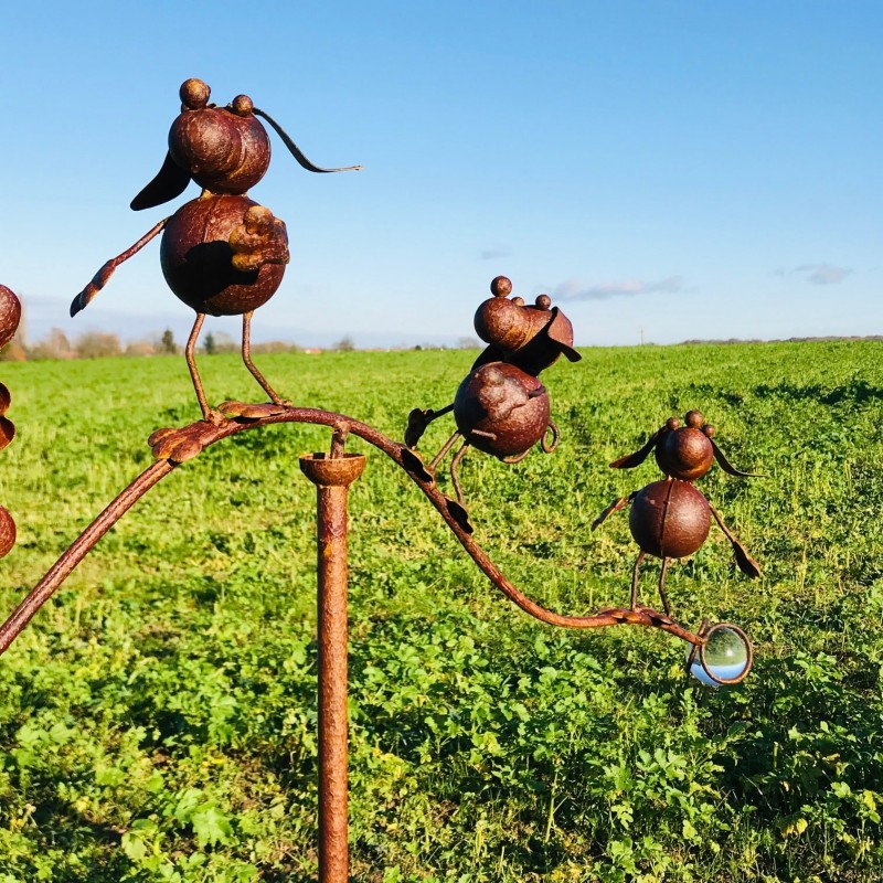 Pic décoratif de jardin, balancier en fer motifs chiens