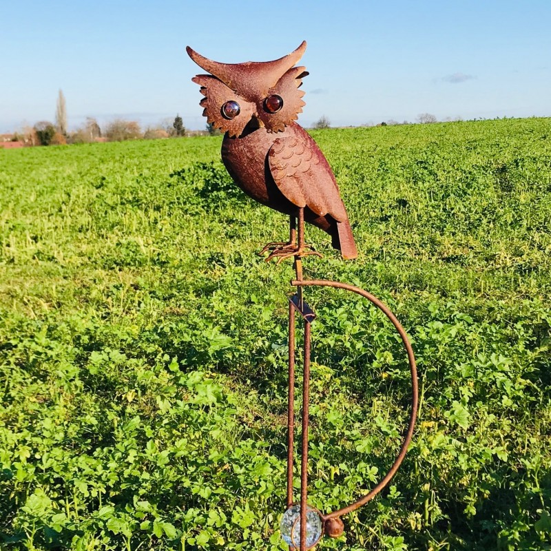 Balancier décoratif de jardin en fer motif chouette