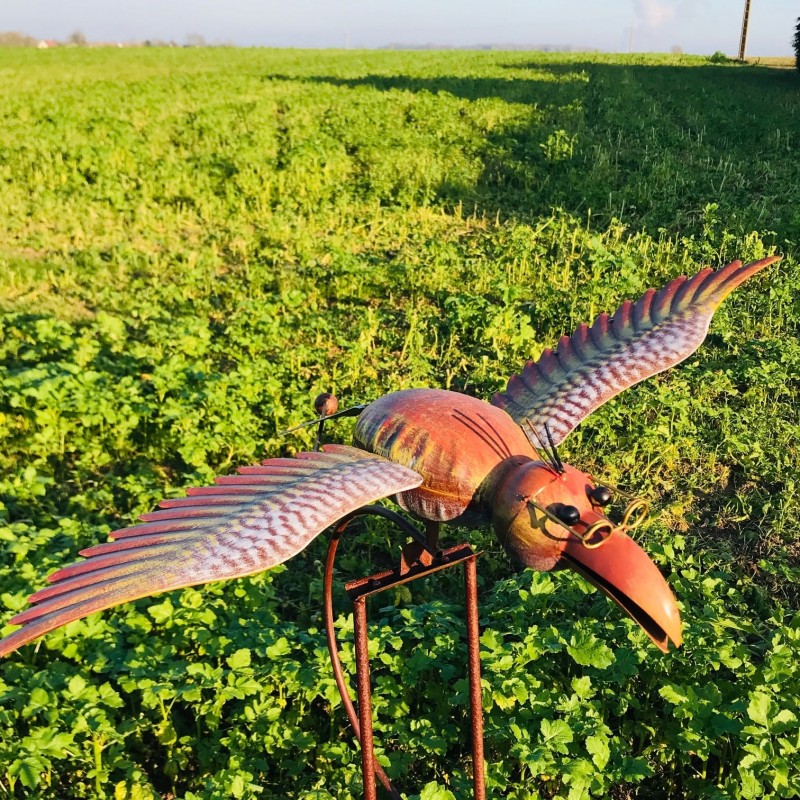 Pic de jardin décoratif, balancier en fer corbeau