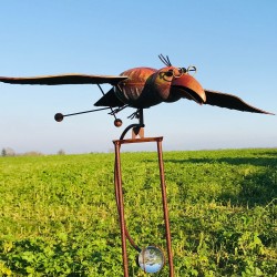 Pic de jardin décoratif, balancier en fer corbeau