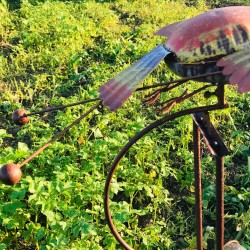 Pic de jardin décoratif, balancier en fer corbeau