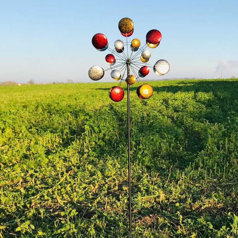 Lot De 6 Moulins à Vent Décoratifs Pour Jardin - Plastique Coloré, 80 Cm De Haut - Décoration Extérieure Tournante