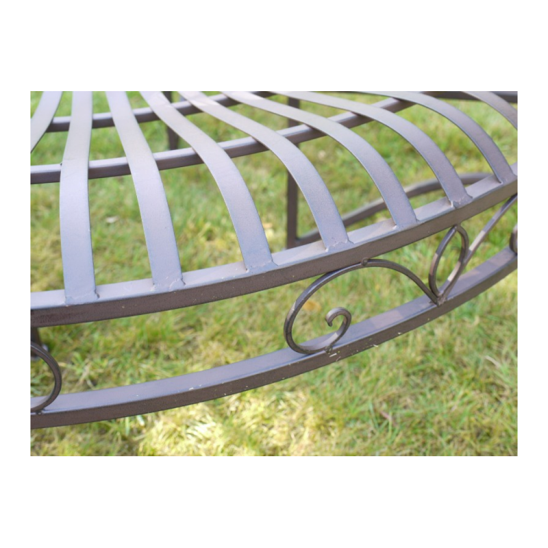 Banc tour d'arbre en fer marron patiné vue de coté