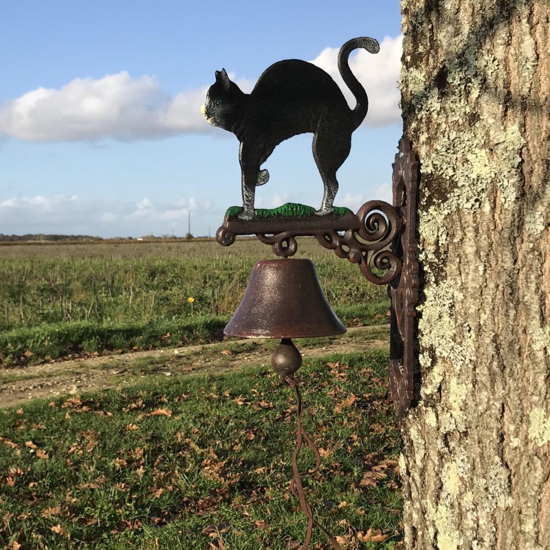 Grande Cloche De Porte Fonte H 45cm motif Chat noir 54,90 € LEZARD DU JARDIN