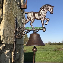 Grande Cloche De Porte Fonte H 45cm motif Cheval