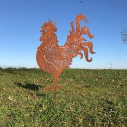 Grande Silhouette Métal Coq pour Décoration Jardin