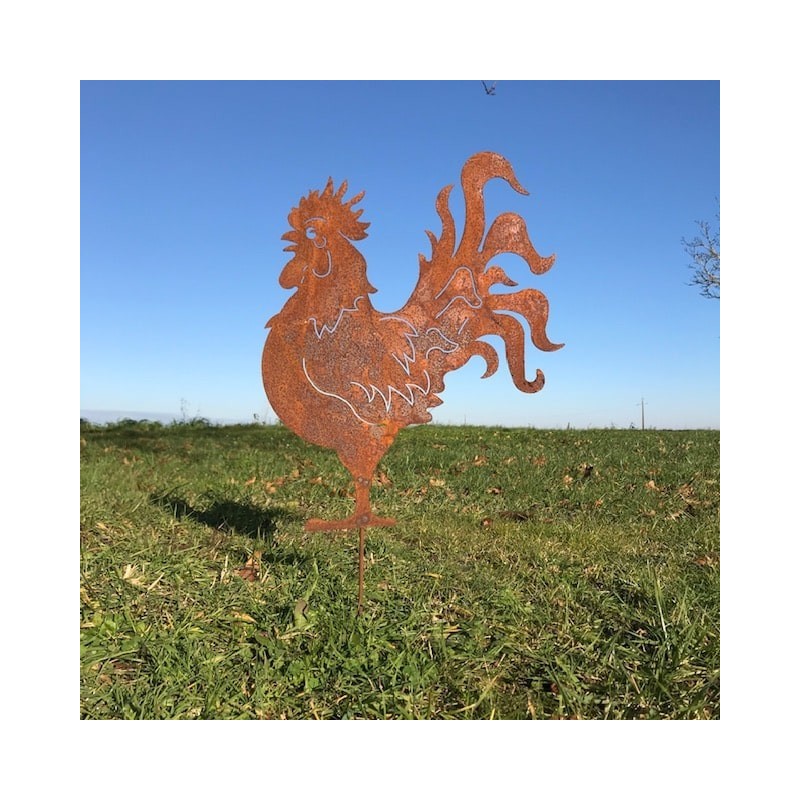 Silhouette Poule qui picore - déco de jardin en métal, vente au meilleur  prix