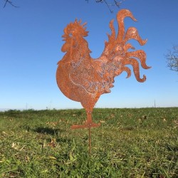 Grande Silhouette Métal Coq pour Décoration Jardin