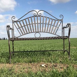 Banc de jardin fer forgé arabesque vue de face 