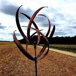 sculpture moulin a vent de jardin éolienne mobile en fer