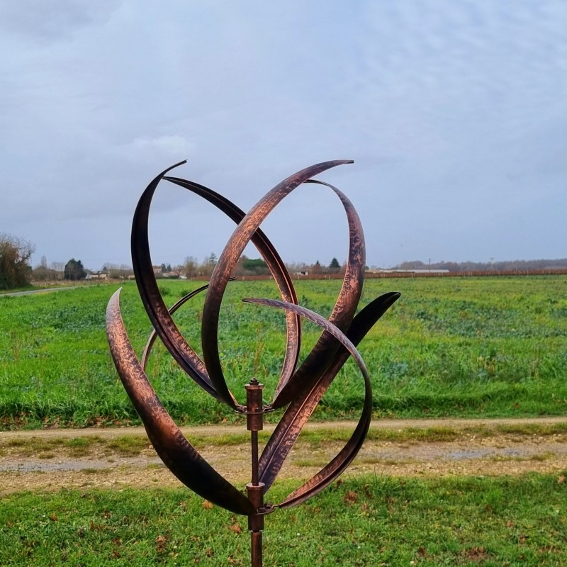 Éolienne décorative de jardin en fer cuivré brossé moulin à vent de jardin CHAMBORD