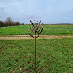 Éolienne décorative de jardin en fer cuivré brossé moulin à vent de jardin CHAMBORD vue entière