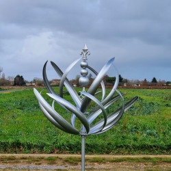 Éolienne décorative de jardin en fer gris moulin à vent Gonfreville