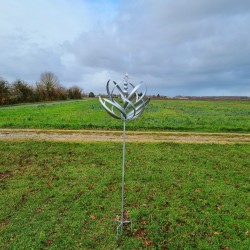 Éolienne décorative de jardin en fer gris moulin à vent Gonfreville vue entière