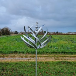 Eolienne de jardin Design US 245 cm argenté Moulin Roulement à bille