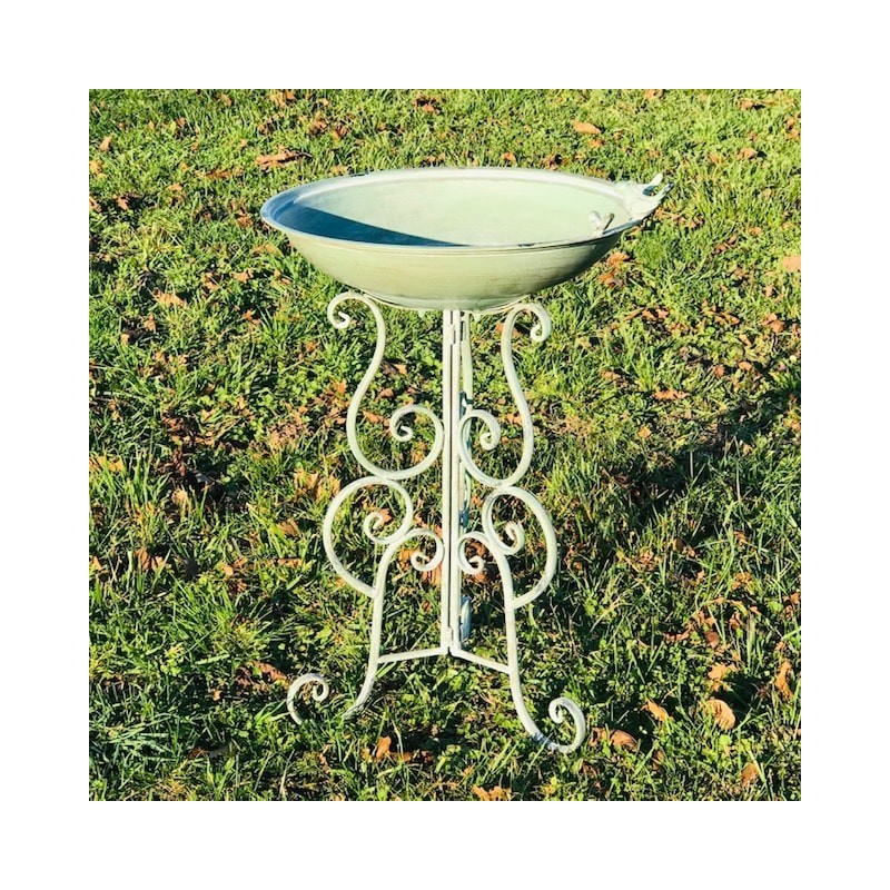 Magnifique Bain d'oiseau mangeoire en métal hauteur 76 cm