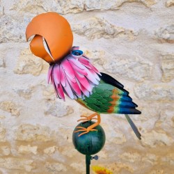 Pluviomètre décoratif motif perroquet coloré 152x30x17 cm