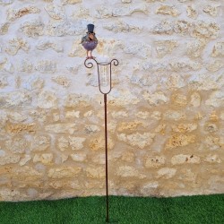 Pluviomètre décoratif modèle oiseau avec chapeau et entonnoir gradué vue entière