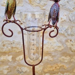Pluviomètre corbeaux décoration de jardin gradué 129 cm