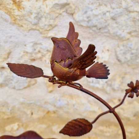 Mangeoire Bain D'Oiseau Sur Pic Tuteur à Plante H 146Cm vue du sujet oiseau