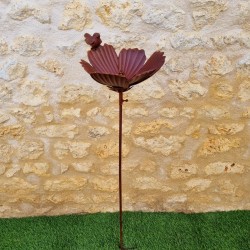 Mangeoire à Oiseau Motif Fleur sur pic Hauteur 128 cm