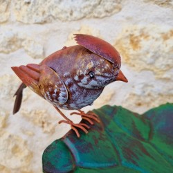 Mangeoire coupelle a eau pour oiseau de jardin en métal 135x38 vue de l'oiseau 