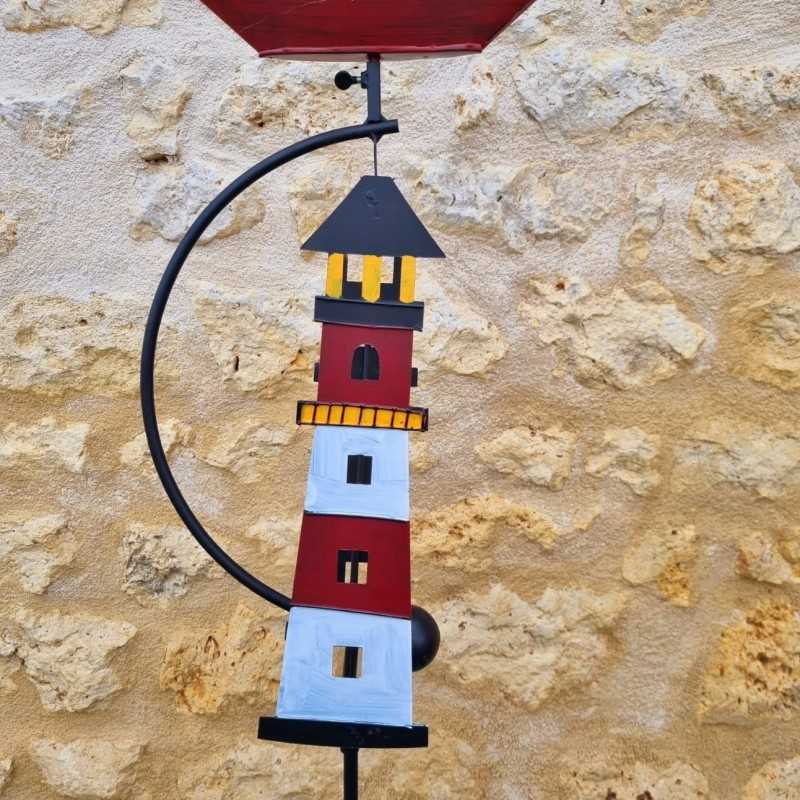 Balancier déco marine de jardin en métal vue du phare